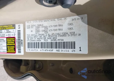 2019 Toyota Tacoma Sr5 V6 from USA, damaged, VIN 5TFCZ5AN4KX194584